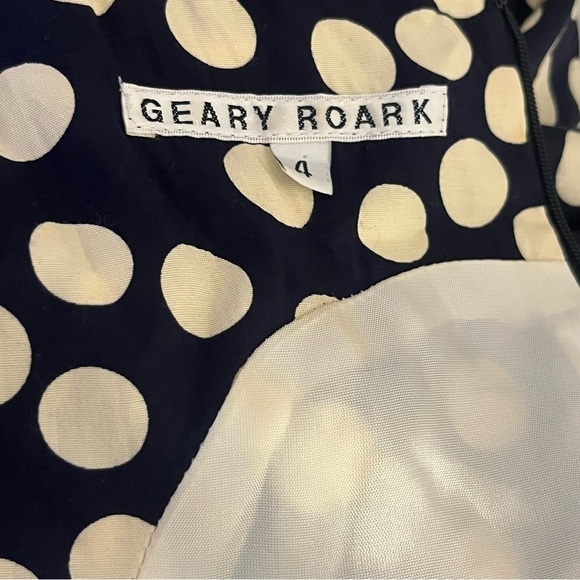 Geary Roark Navy and Cream Polka Dot Dress with Bow Size 4 - Picture 11 of 16